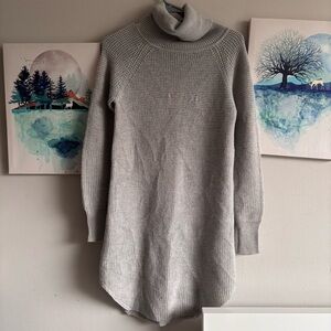Wilfred Light Gray Turtleneck 100% Merino Wool Sweater Dress XS